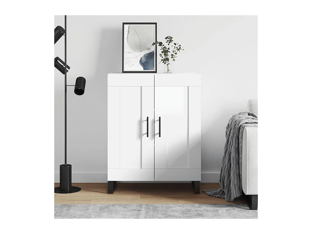 Credenza | Buffet | Armadio 69,5x34x90 cm in Legno Multistrato Bianco Lucido