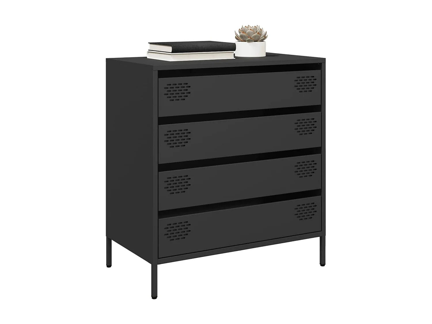 Credenza | Buffet | Armadio Nera 68x39x73,5 cm in Acciaio Laminato a Freddo