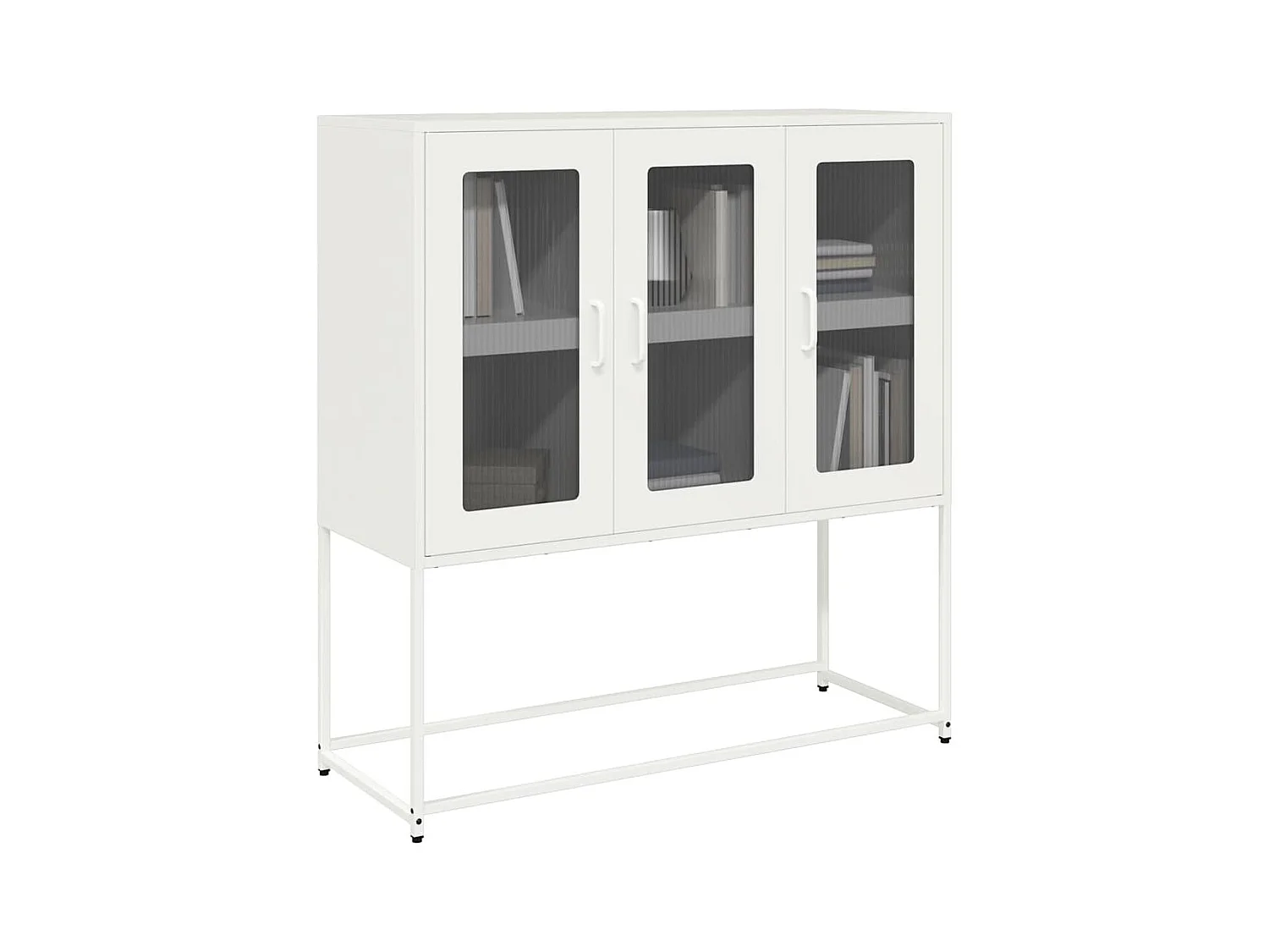 Credenza | Buffet | Armadio Bianca 100,5x39x107 cm in Acciaio Laminato a Freddo