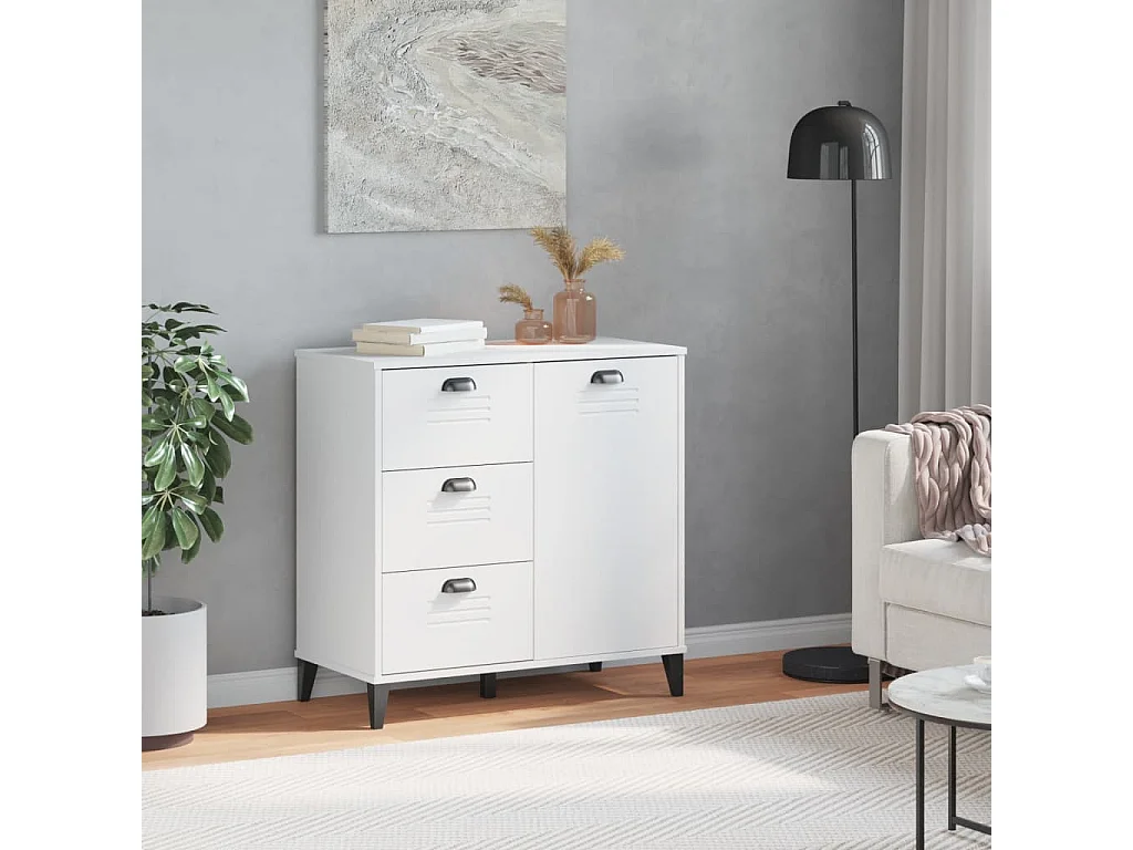 Buffet | Commode à tiroir | Meuble de rangement VIKEN blanc 80x40x80 cm bois d'ingénierie