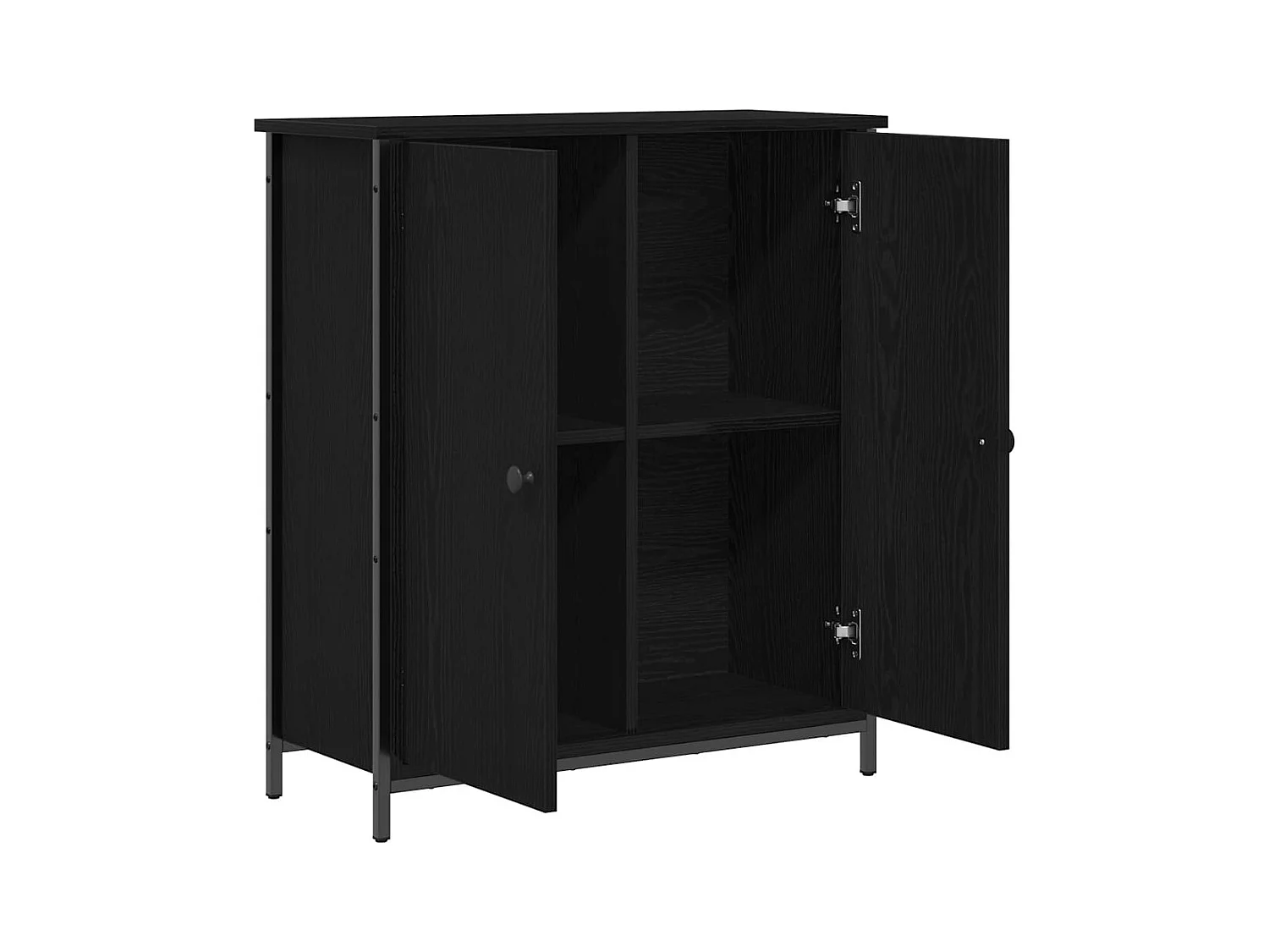 Buffet | Bahut | Meuble de rangement Chêne Noir 70x30x80 cm Bois d'ingénierie et Acier