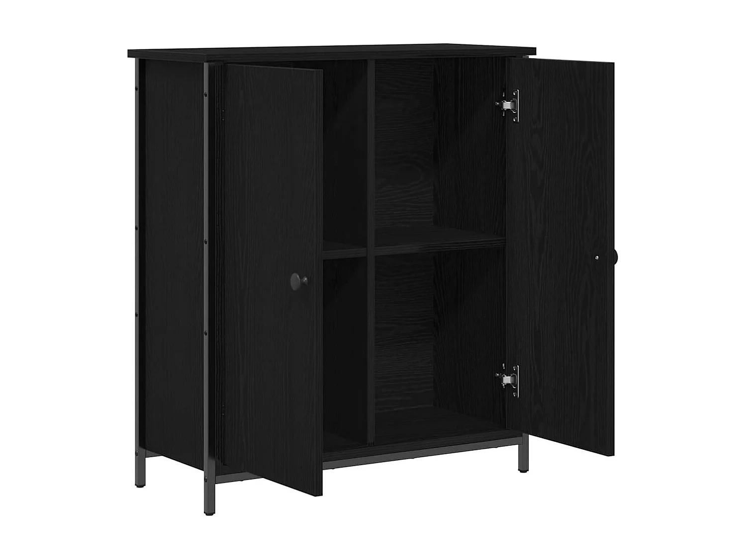 Buffet | Bahut | Meuble de rangement Chêne Noir 70x30x80 cm Bois d'ingénierie et Acier