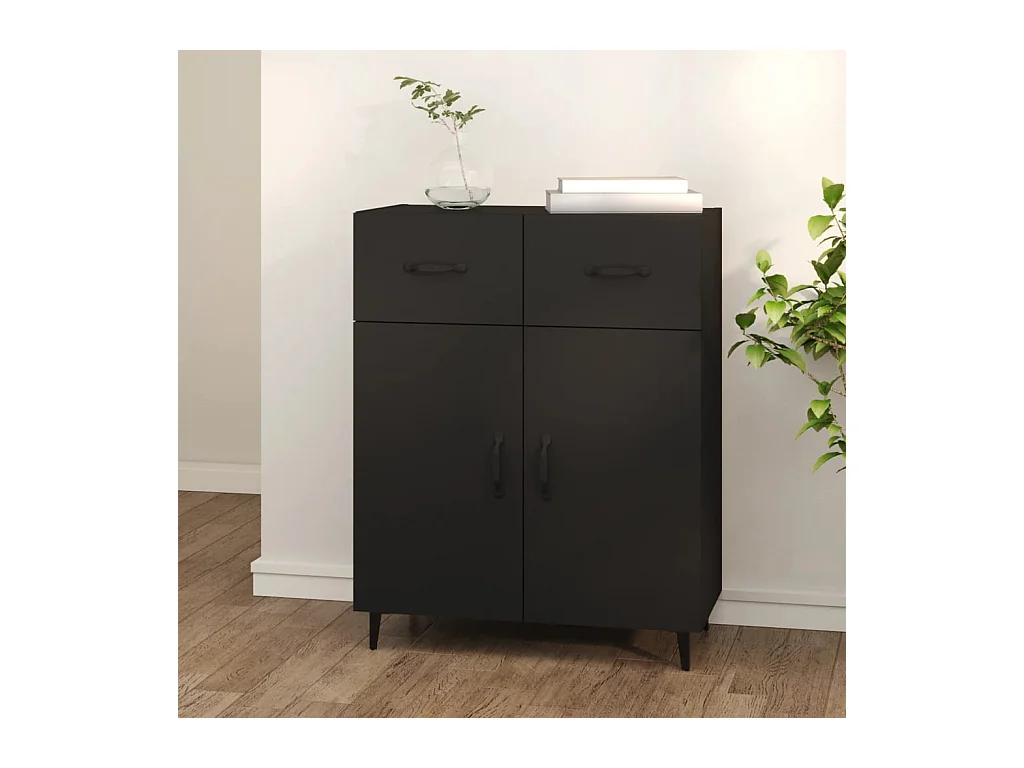 Buffet | Bahut | Meuble de rangement noir 69,5x34x90 cm bois d'ingénierie