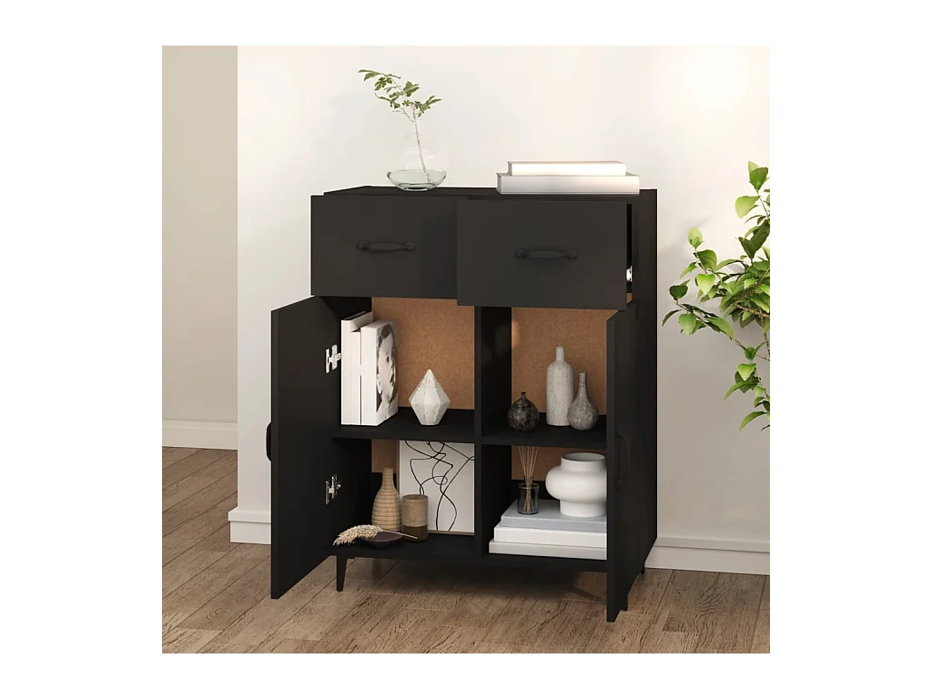 Buffet | Bahut | Meuble de rangement noir 69,5x34x90 cm bois d'ingénierie
