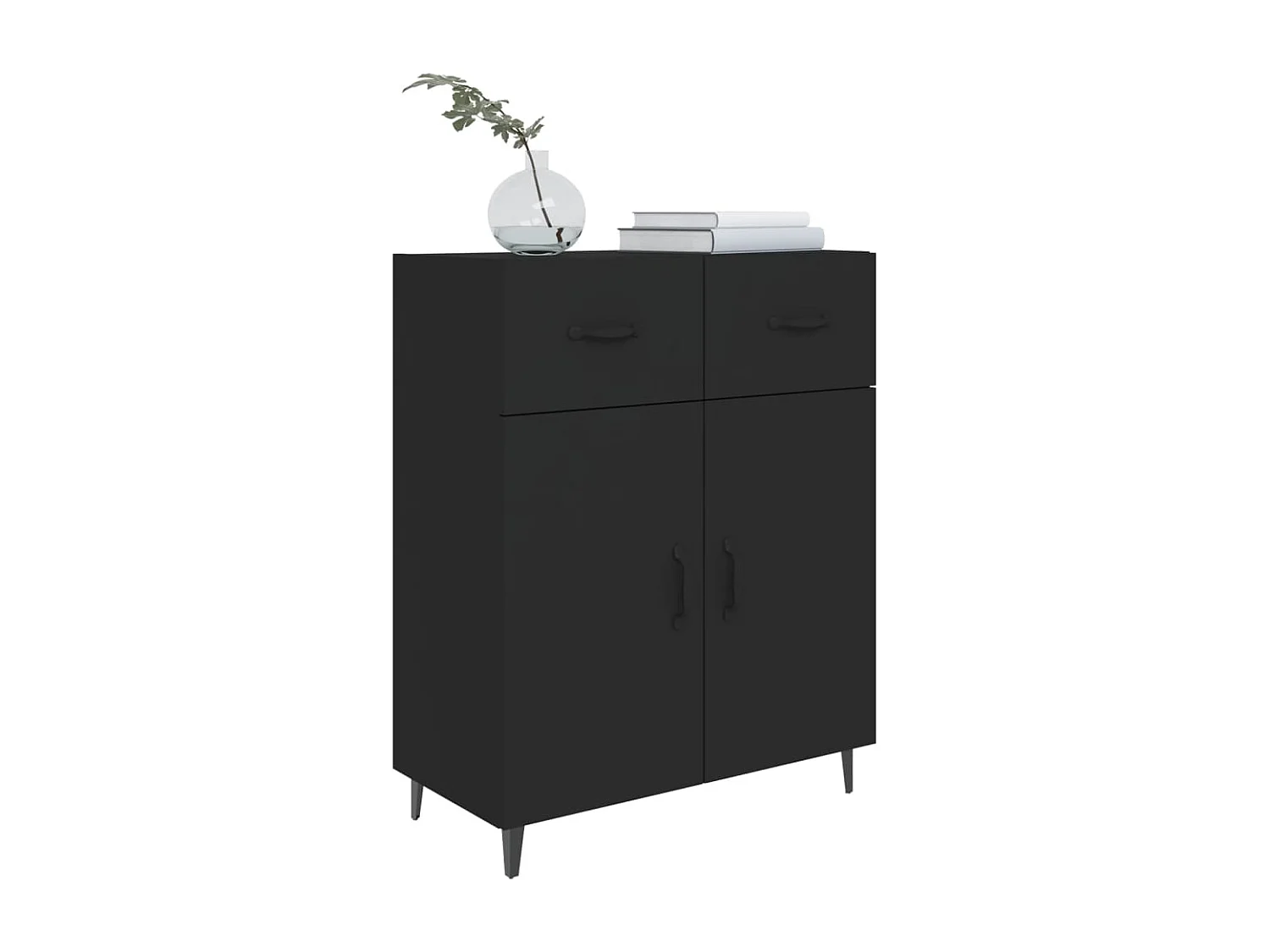 Buffet | Bahut | Meuble de rangement noir 69,5x34x90 cm bois d'ingénierie