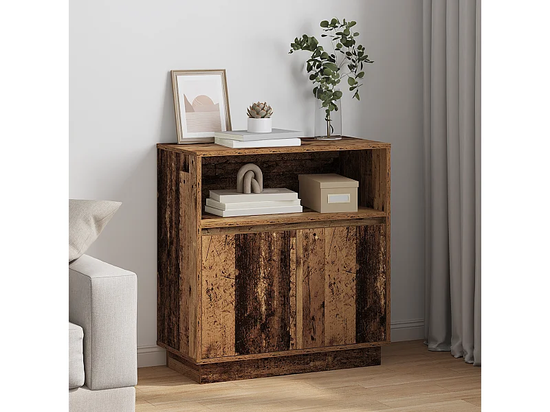 Credenza | Buffet | Armadio con LED Legno Antico 71x34,5x75 cm MDF