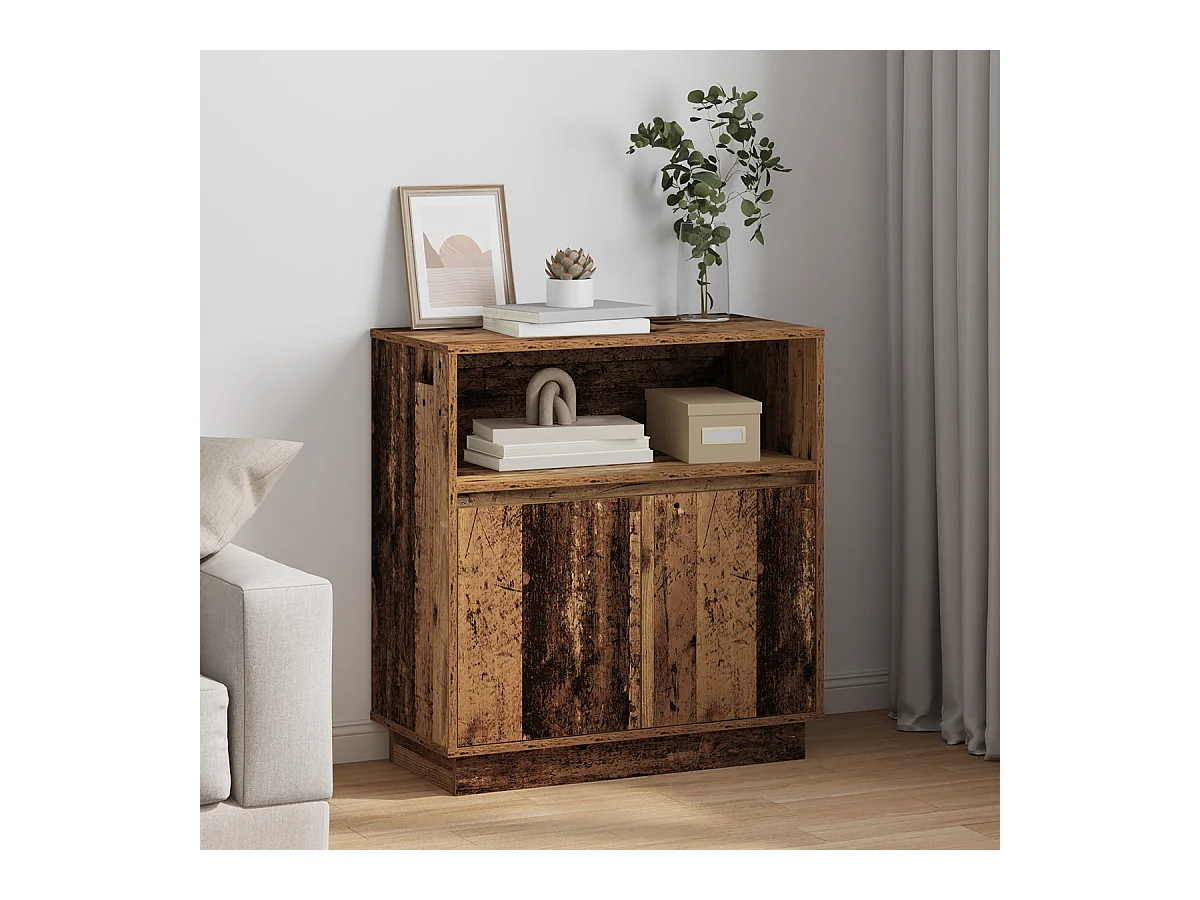 Credenza | Buffet | Armadio con LED Legno Antico 71x34,5x75 cm MDF