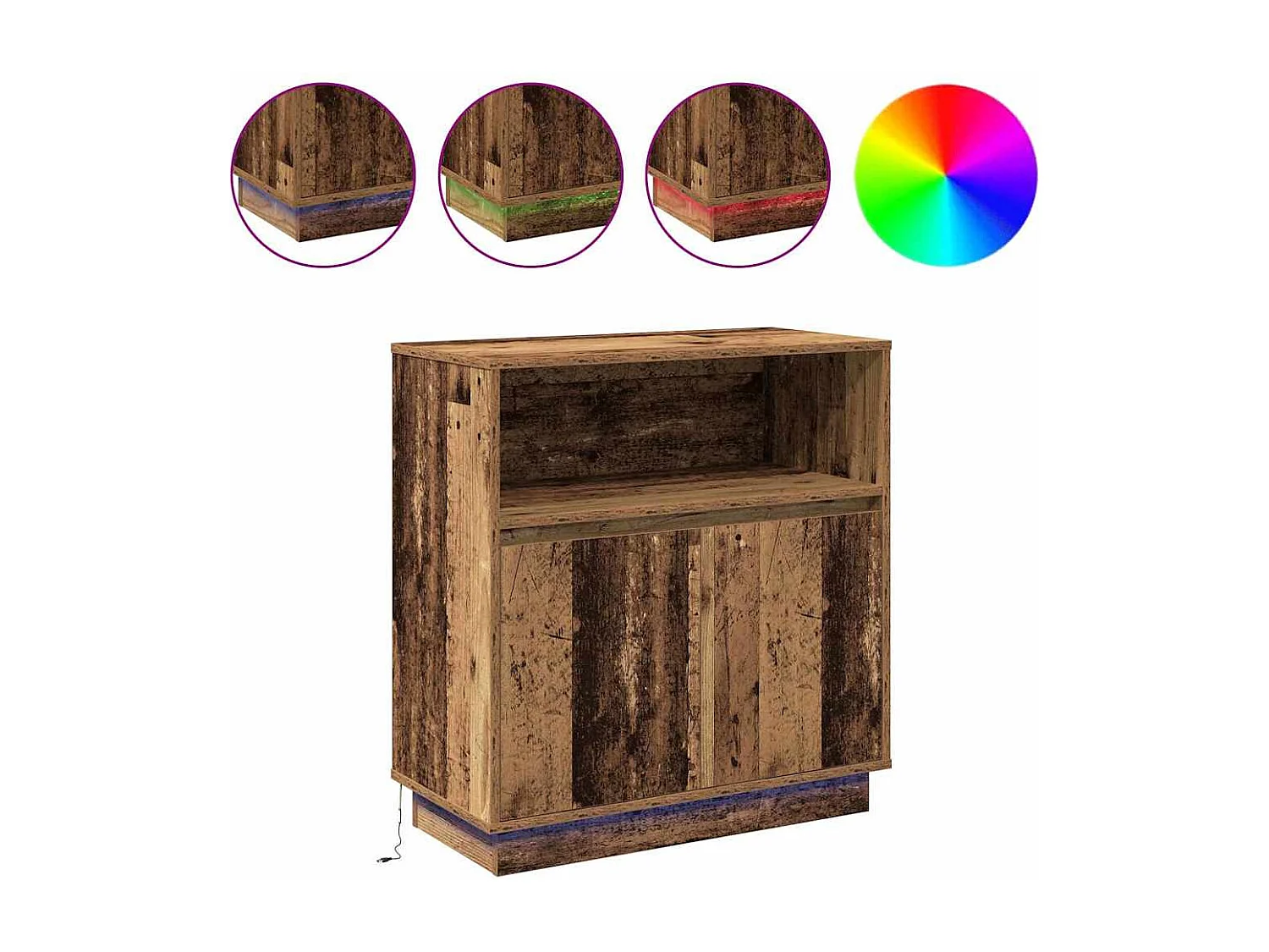 Credenza | Buffet | Armadio con LED Legno Antico 71x34,5x75 cm MDF