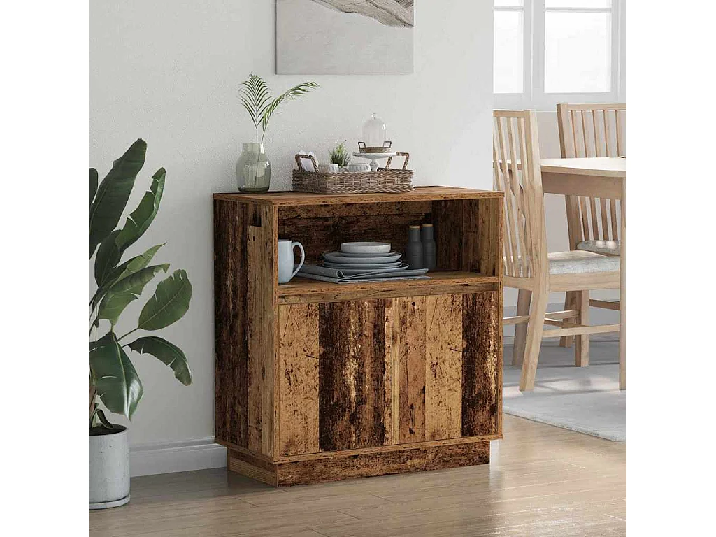 Credenza | Buffet | Armadio con LED Legno Antico 71x34,5x75 cm MDF