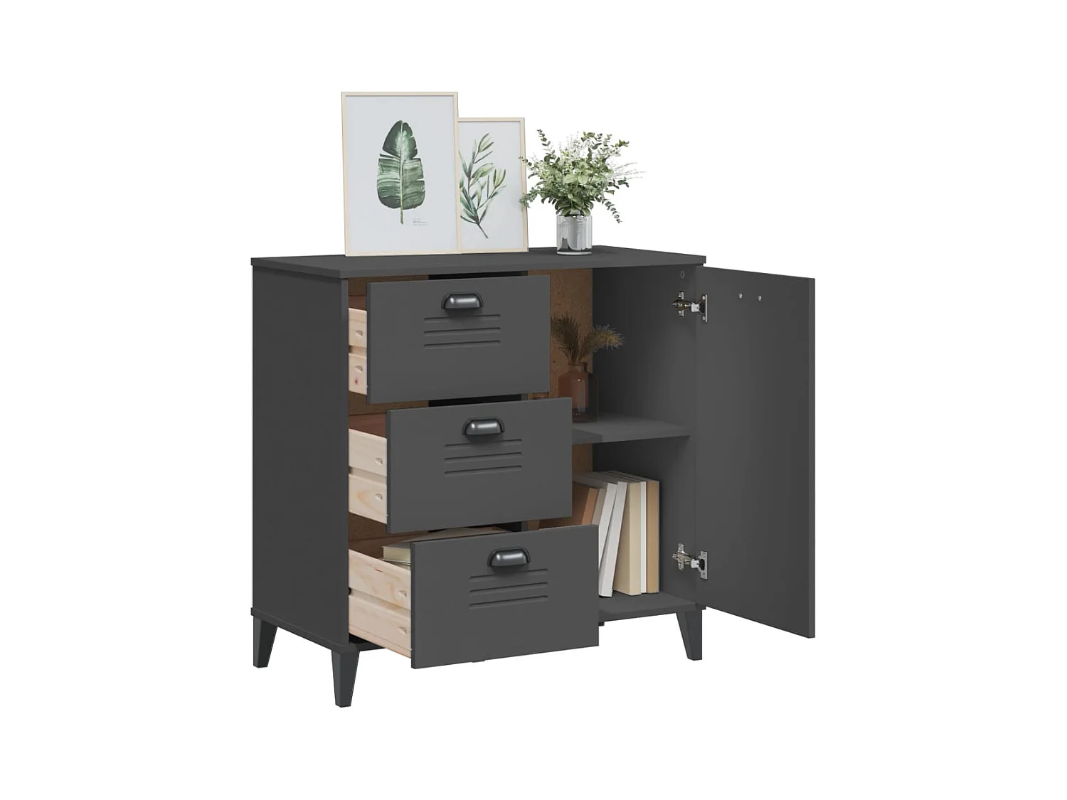 Credenza | Buffet | Armadio VIKEN Antracite 80x40x80 cm in Legno Multistrato