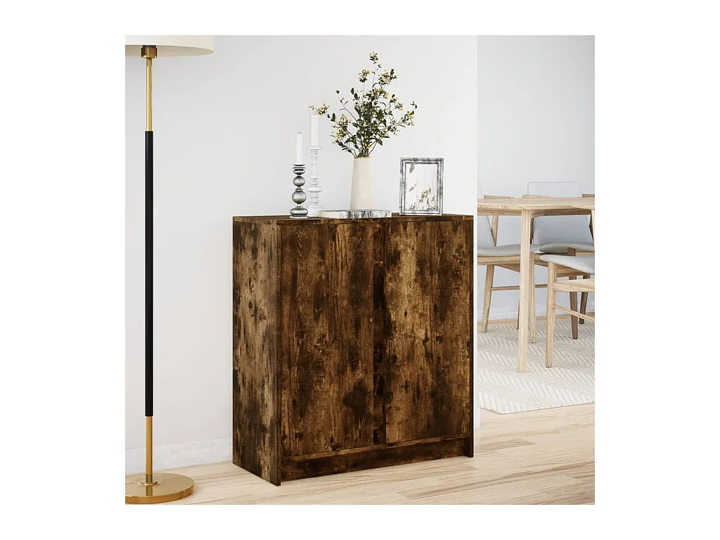 Buffet | Bahut | Meuble de rangement avec LED chêne fumé 77x34x85 cm bois d'ingénierie