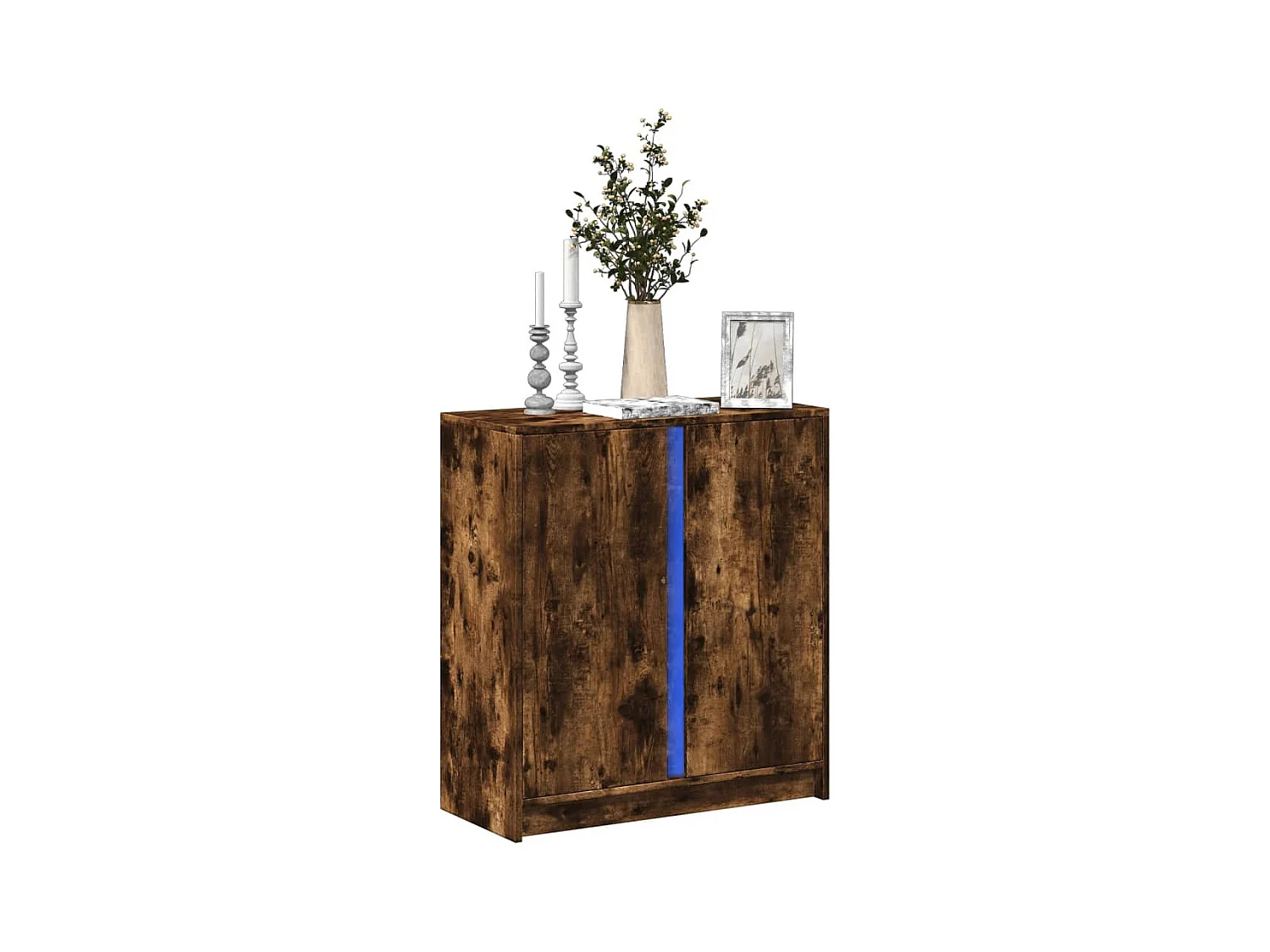 Credenza | Buffet | Armadio con LED Rovere Fumo 77x34x85 cm in Legno Multistrato