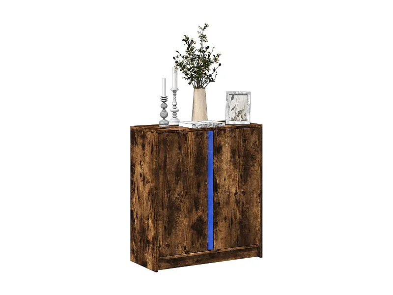 Buffet | Bahut | Meuble de rangement avec LED chêne fumé 77x34x85 cm bois d'ingénierie