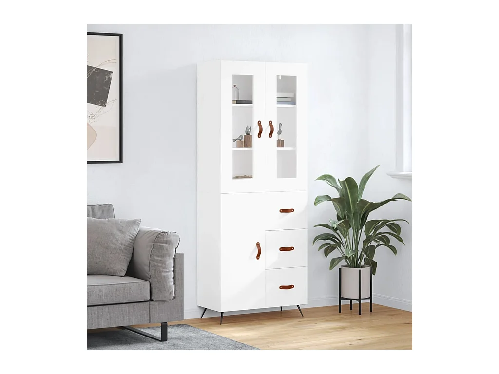 Credenza | Buffet | Armadio Bianca 69,5x34x180 cm in Legno Multistrato