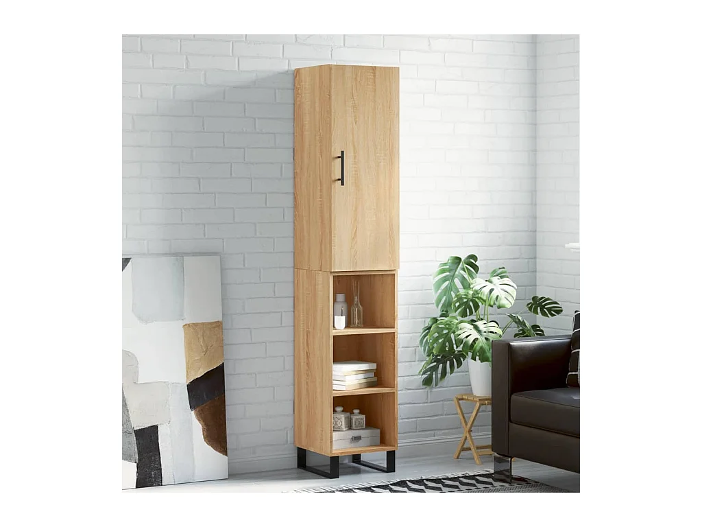 Buffet | Bahut | Meuble de rangement haut Chêne sonoma 34,5x34x180 cm Bois d'ingénierie