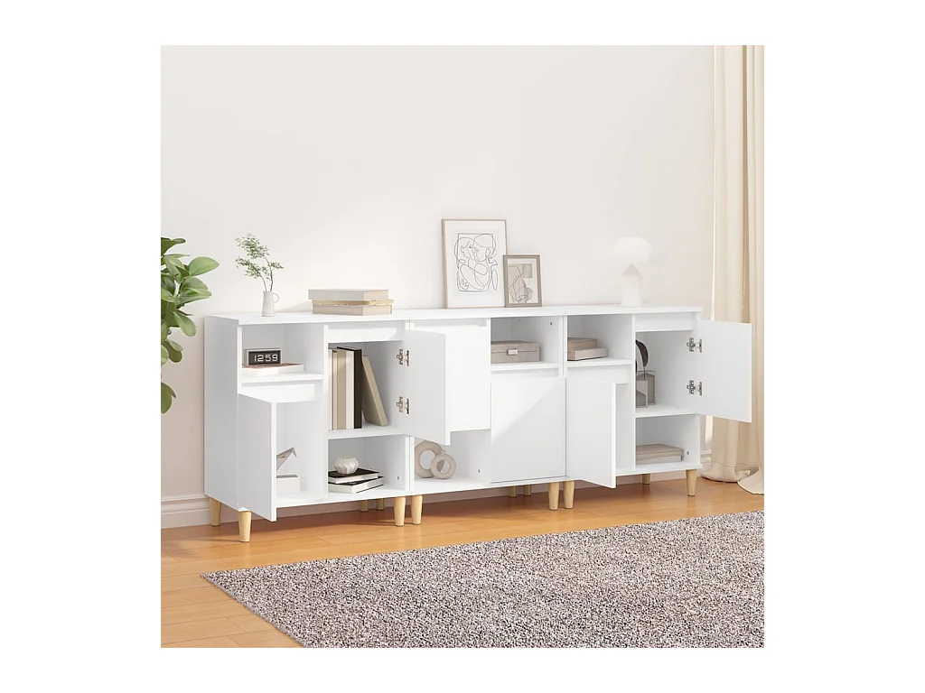 Credenze | Buffet | Armadi 3pz Bianche 60x35x70 cm in Legno Multistrato