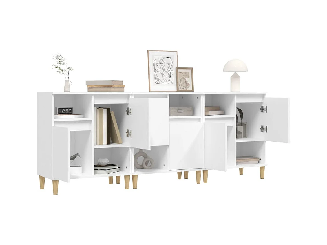 Credenze | Buffet | Armadi 3pz Bianche 60x35x70 cm in Legno Multistrato