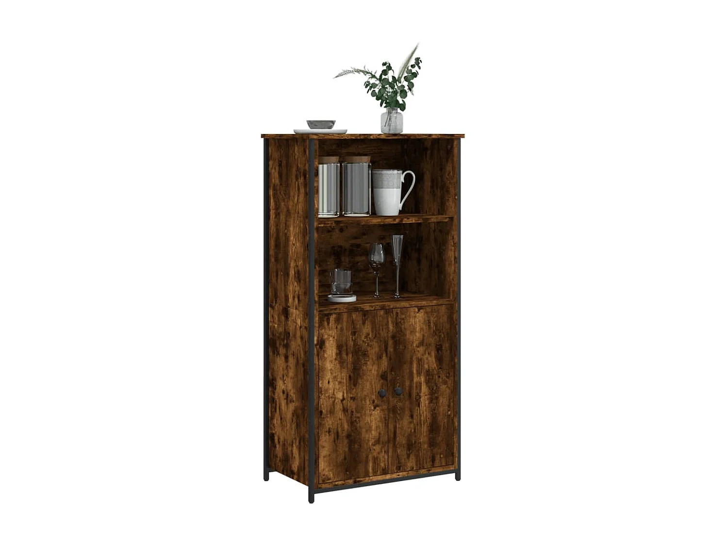 Buffet | Bahut | Meuble de rangement haut chêne fumé 62x36x121,5 cm bois d'ingénierie