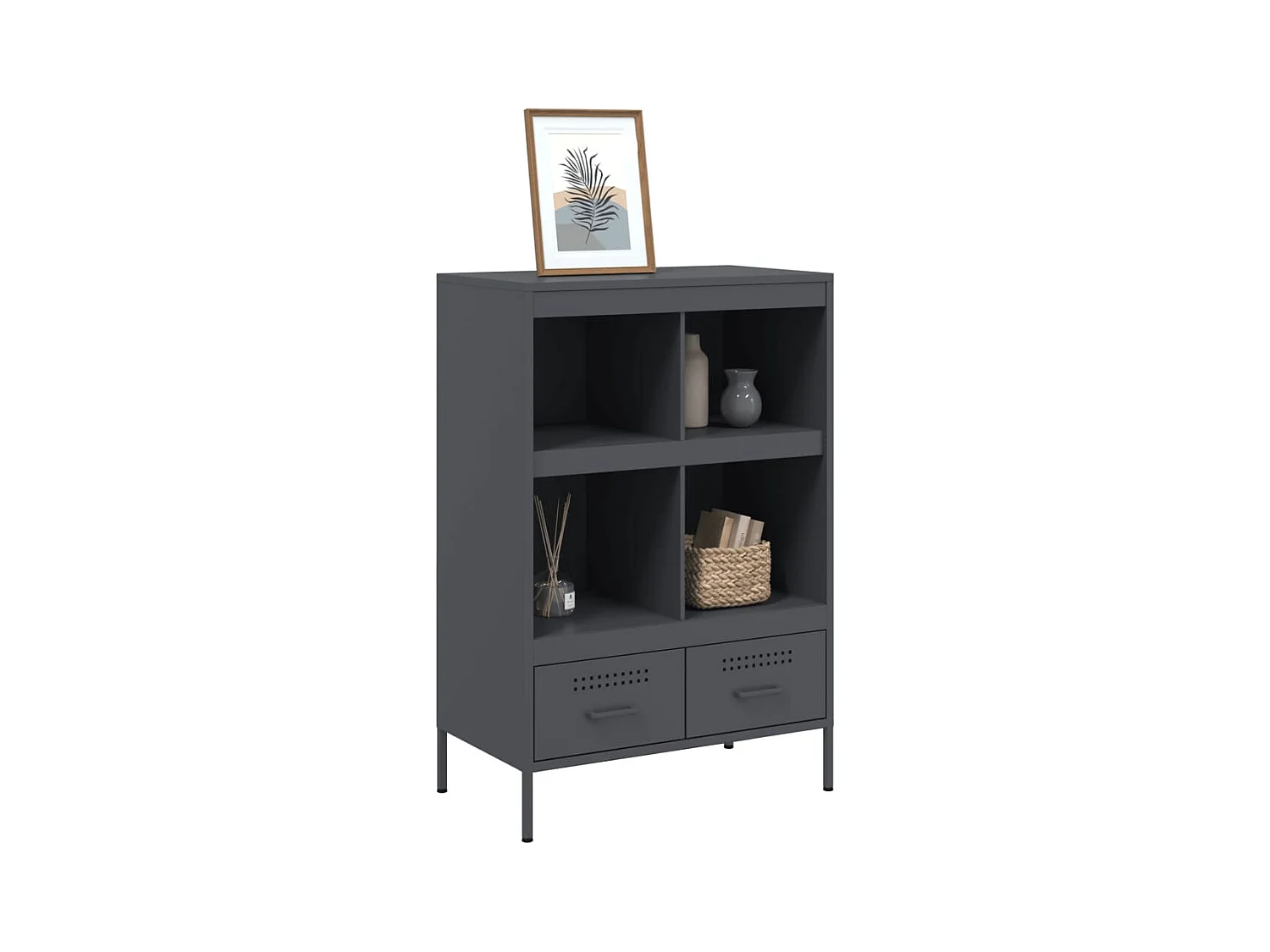 Buffet | Commode à tiroir | Meuble de rangement haut anthracite 68x39x101,5 cm acier