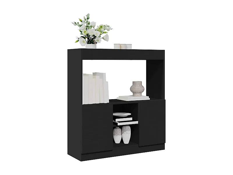 Credenza | Buffet | Armadio Nera 92x33x100 cm in Legno Multistrato