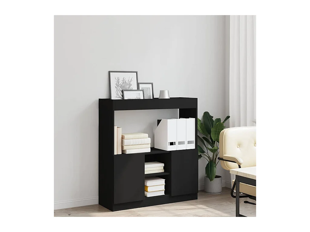 Credenza | Buffet | Armadio Nera 92x33x100 cm in Legno Multistrato