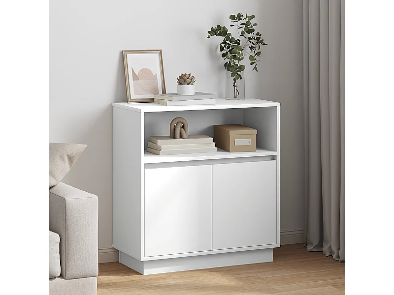 Credenza | Mobile | Armadio con LED Bianco 71x34,5x75 cm Legno Ingegnerizzato