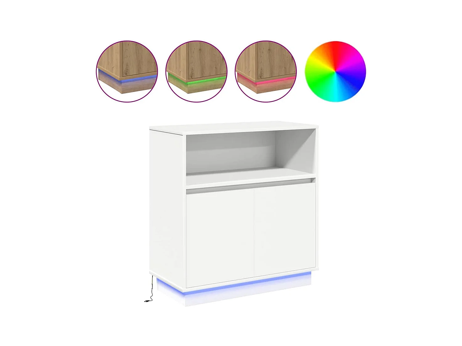 Credenza | Mobile | Armadio con LED Bianco 71x34,5x75 cm Legno Ingegnerizzato