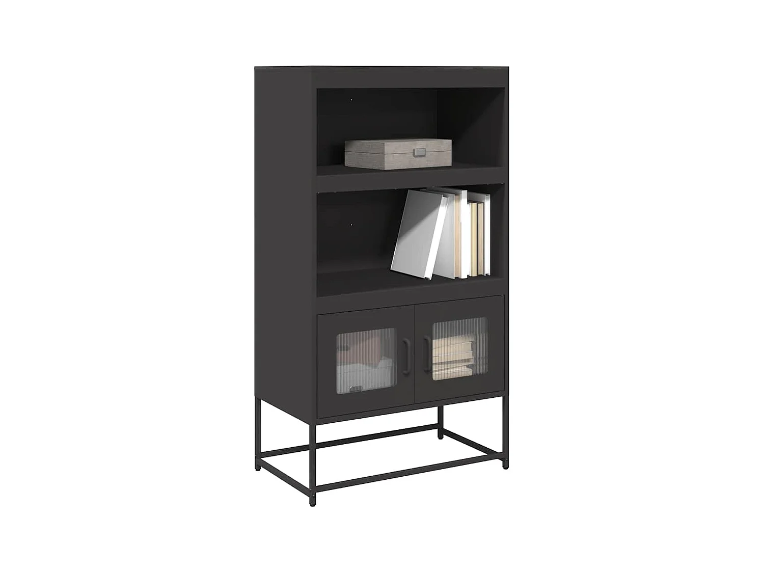 Buffet | Bahut | Meuble de rangement haut noir 68x39x123 cm acier