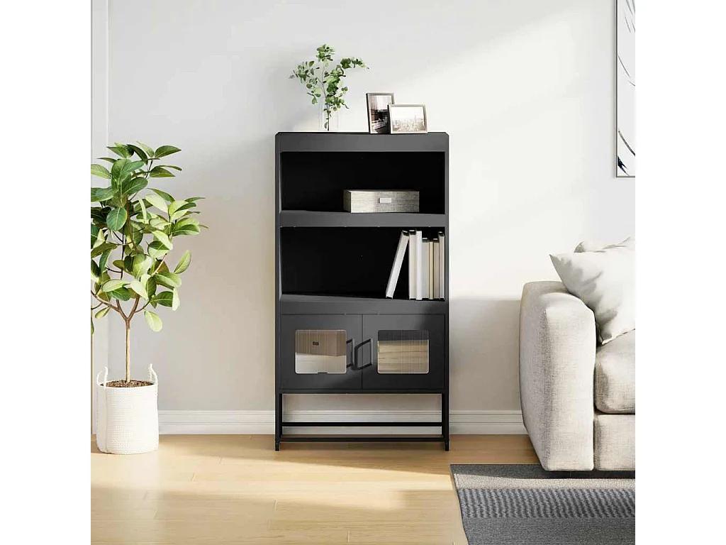 Credenza | Buffet | Armadio Nera 68x39x123 cm in Acciaio