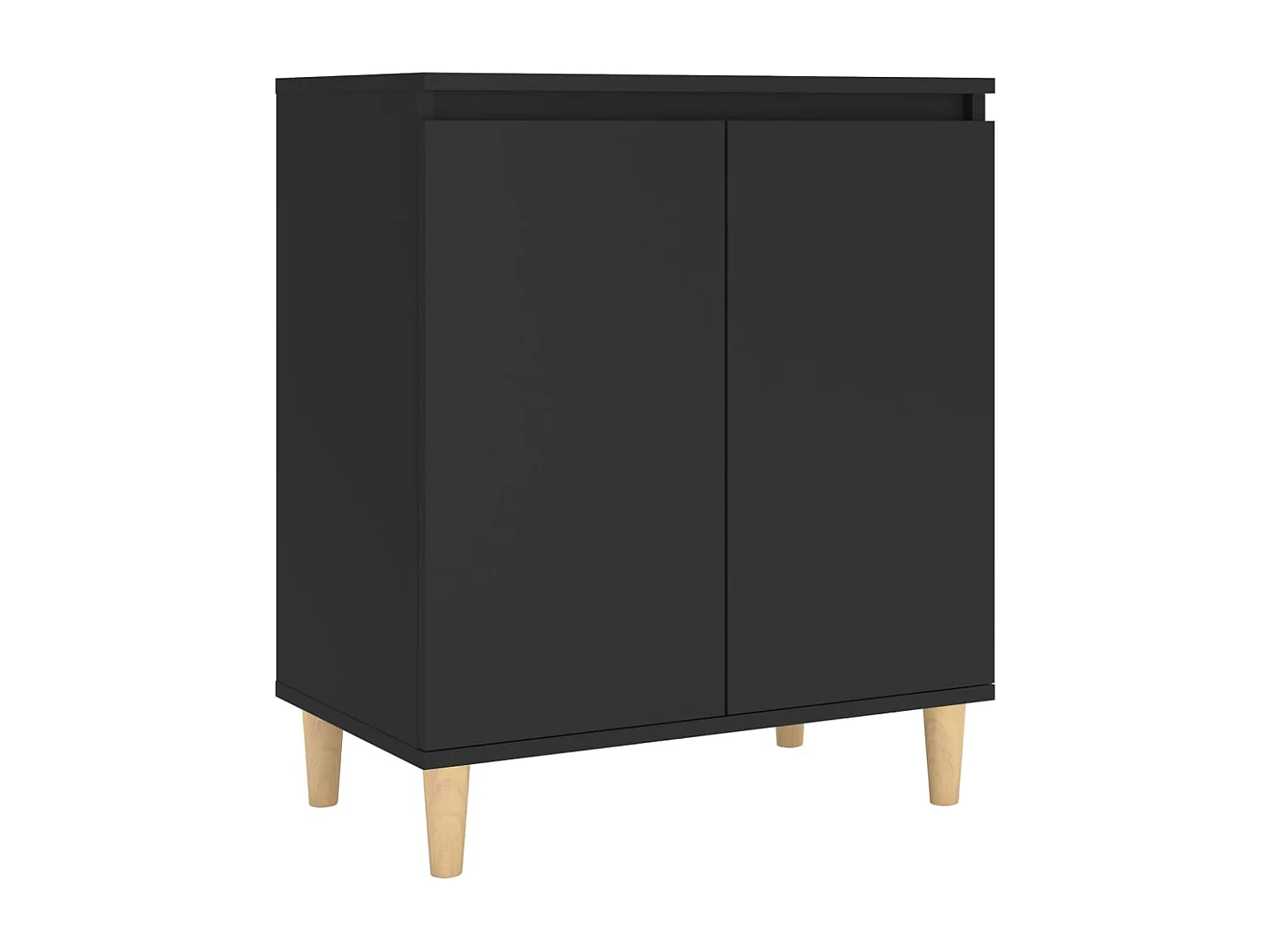Buffet | Bahut | Meuble de rangement avec pieds en bois massif noir bois d'ingénierie