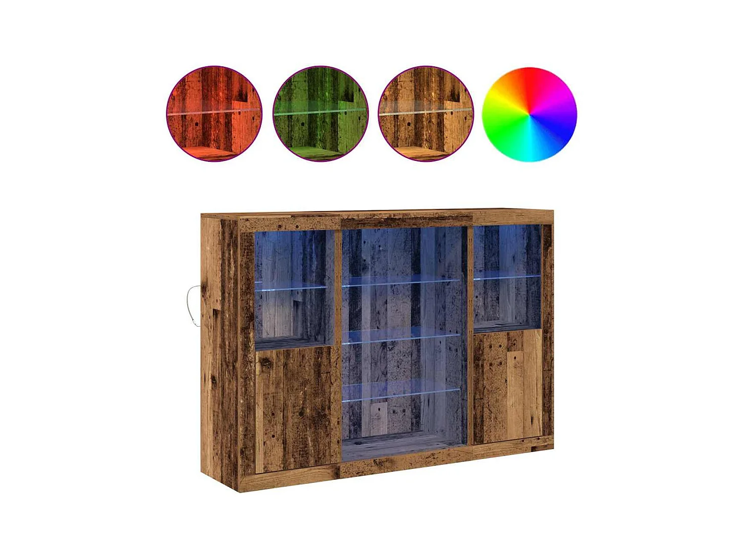 Credenza | Buffet | Armadio con luci LED Legno Vecchio 143 x 37 x 100 cm Legno ingegnerizzato