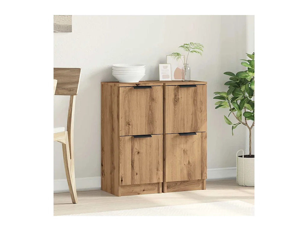 Buffets | Bahuts | Meuble de rangement 2 pcs chêne artisanal 30x30x70 cm bois d'ingénierie