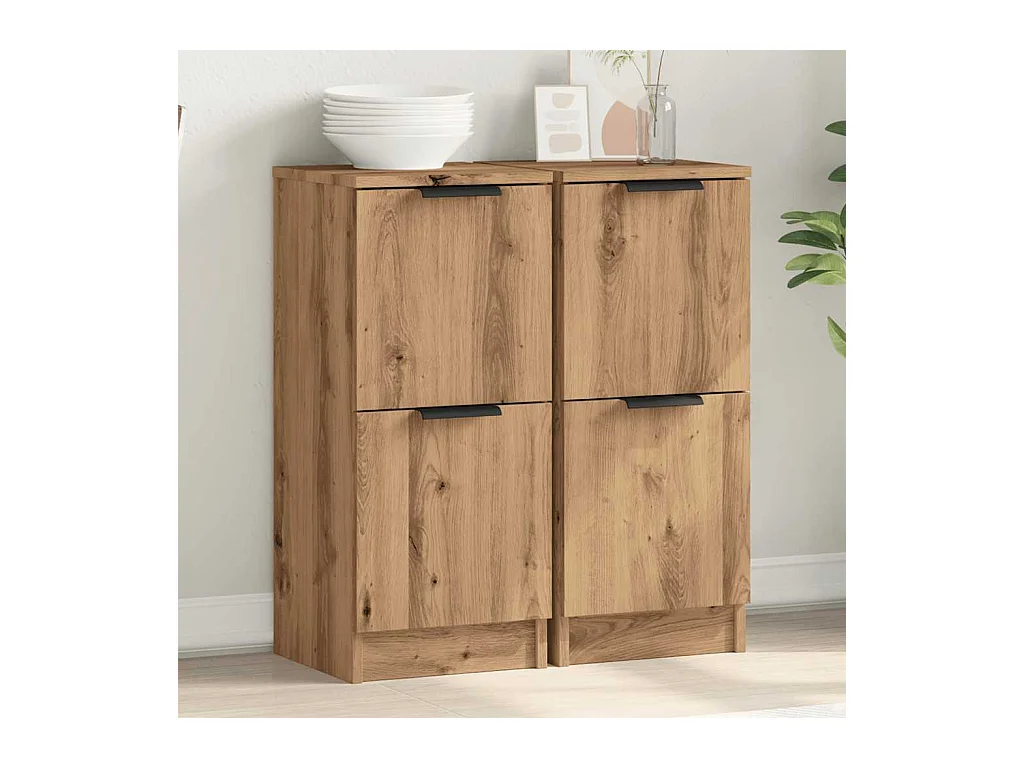 Buffets | Bahuts | Meuble de rangement 2 pcs chêne artisanal 30x30x70 cm bois d'ingénierie