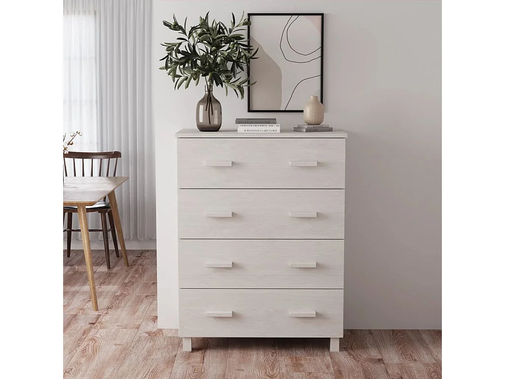 Credenza | Buffet | Armadio HAMAR Bianca 79x40x103,5 cm in Legno Massello di Pino