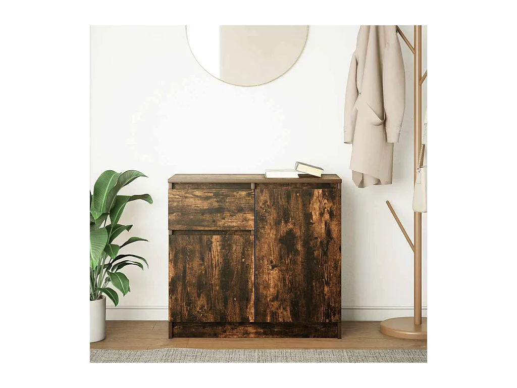 Credenza | Buffet | Armadio con Cassetto Rovere Fumo 71x35x65 cm in Truciolato