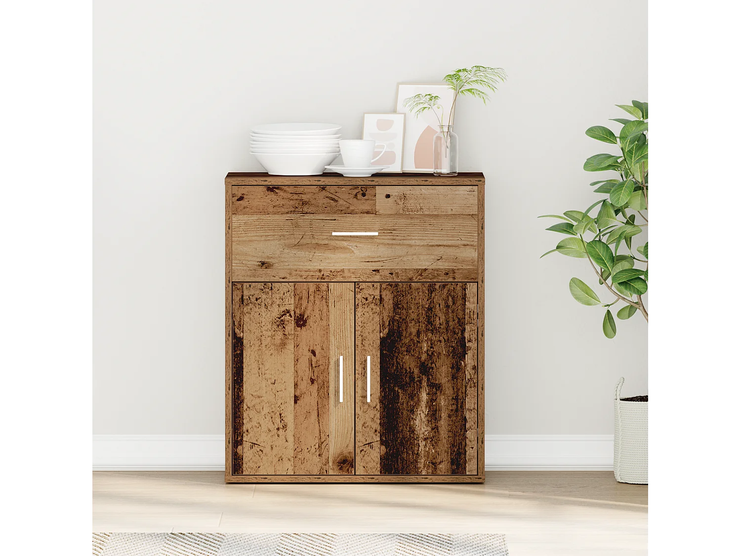 Buffet | Bahut | Meuble de rangement avec tiroir Vieux bois 60 x 31 x 70 cm Bois d'ingénierie