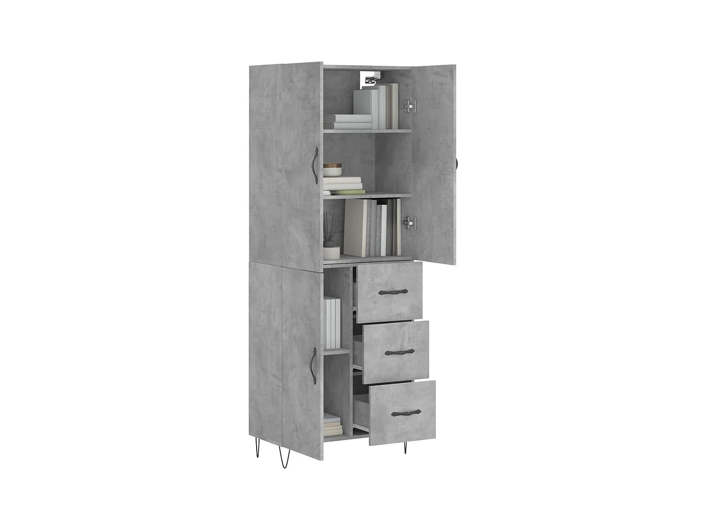 Credenza | Buffet | Armadio Grigio Cemento 69,5x34x180 cm in Legno Multistrato