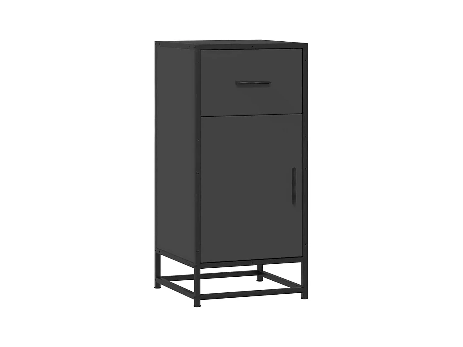 Buffet | Bahut | Meuble de rangement noir 35,5x35x76 cm bois d'ingénierie et métal