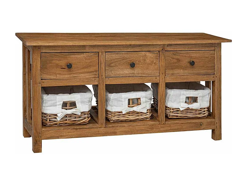 Buffet | Commode à tiroir | Meuble de rangement bois d'acajou massif 100x30x50 cm