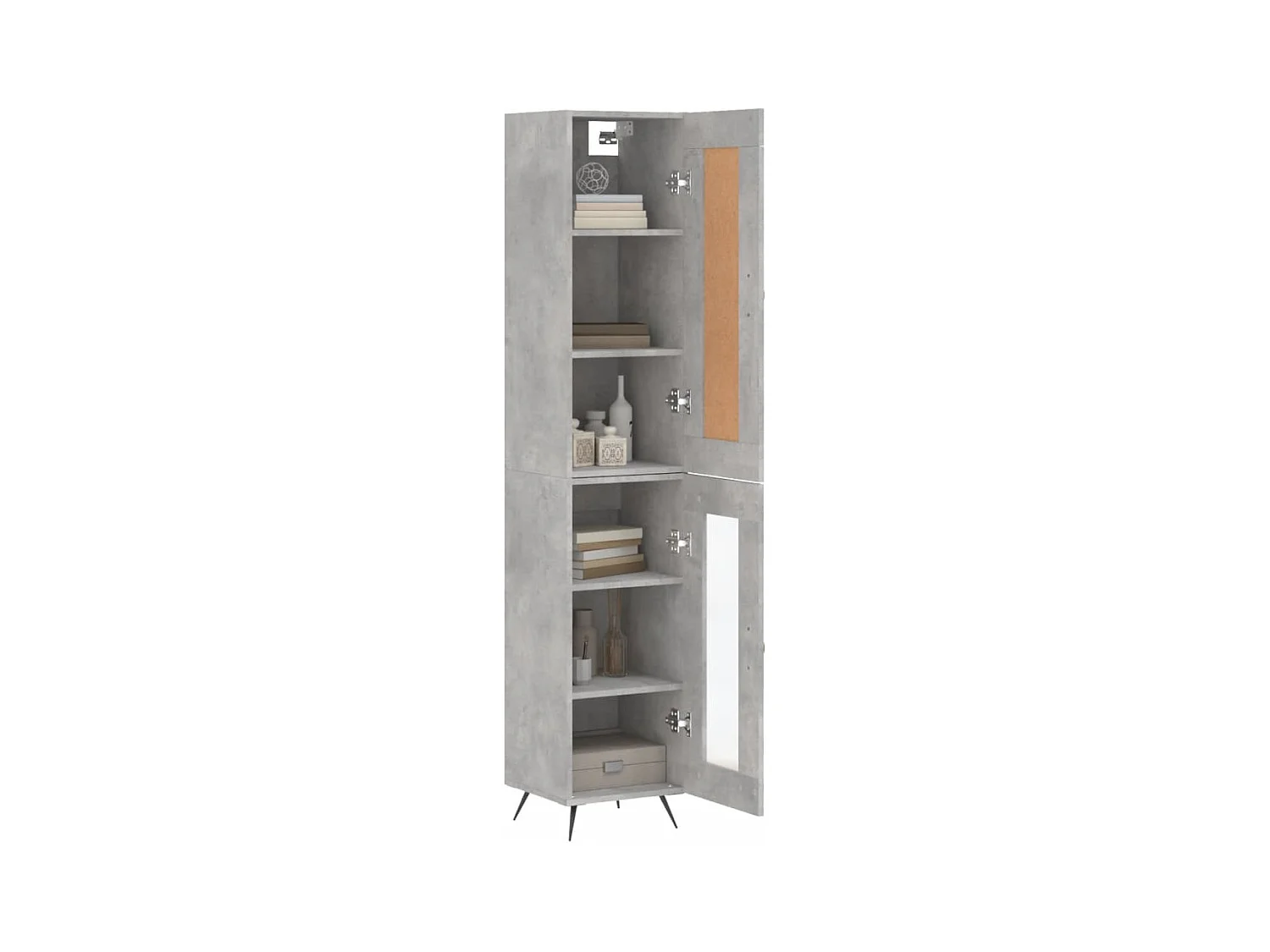 Buffet | Bahut | Meuble de rangement haut Gris béton 34,5x34x180 cm Bois d'ingénierie