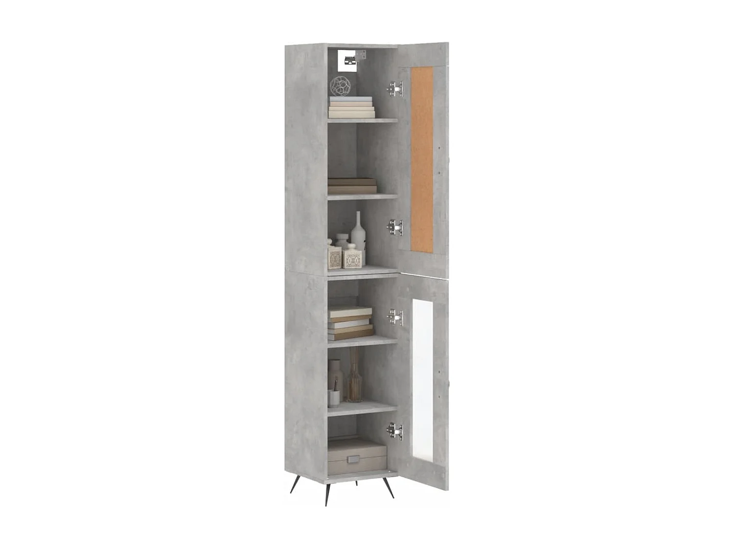 Credenza | Buffet | Armadio Grigio Cemento 34,5x34x180 cm in Legno Multistrato