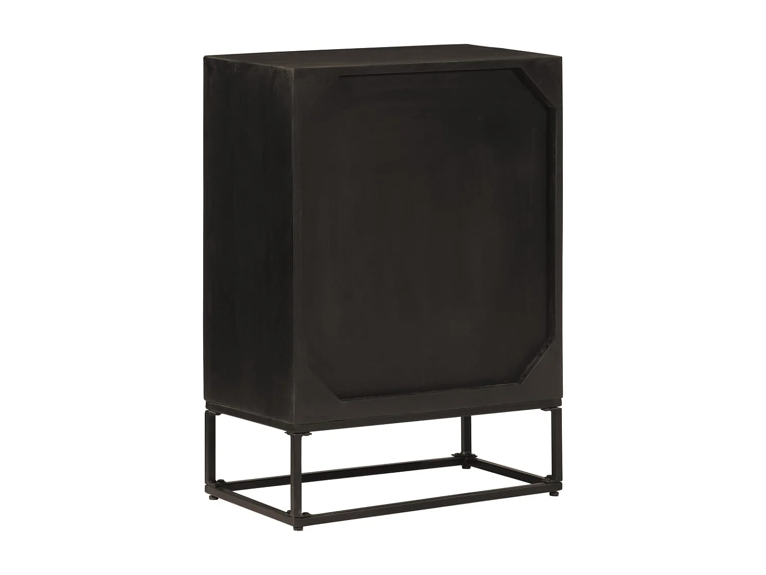 Credenza | Buffet | Armadio Nera 55x30x76 cm in Legno Massello di Mango e Ferro