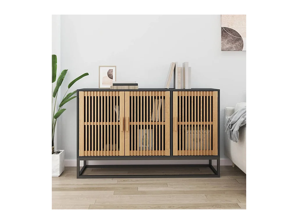 Credenza | Buffet | Armadio Nera 105x30x65 cm in Legno Multistrato