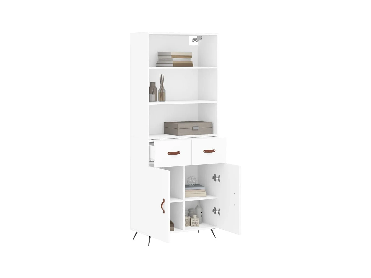 Credenza | Buffet | Armadio Bianca 69,5x34x180 cm in Legno Multistrato