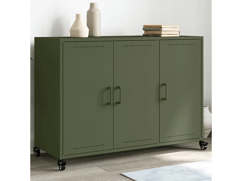 Buffet | Bahut | Meuble de rangement vert olive 100,5x39x72 cm acier
