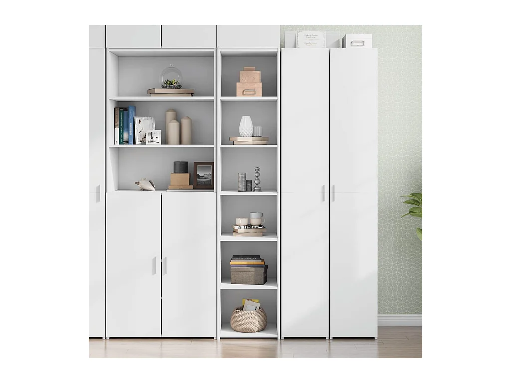 Credenza | Buffet | Armadio Bianca 40x41x185cm in Legno Multistrato
