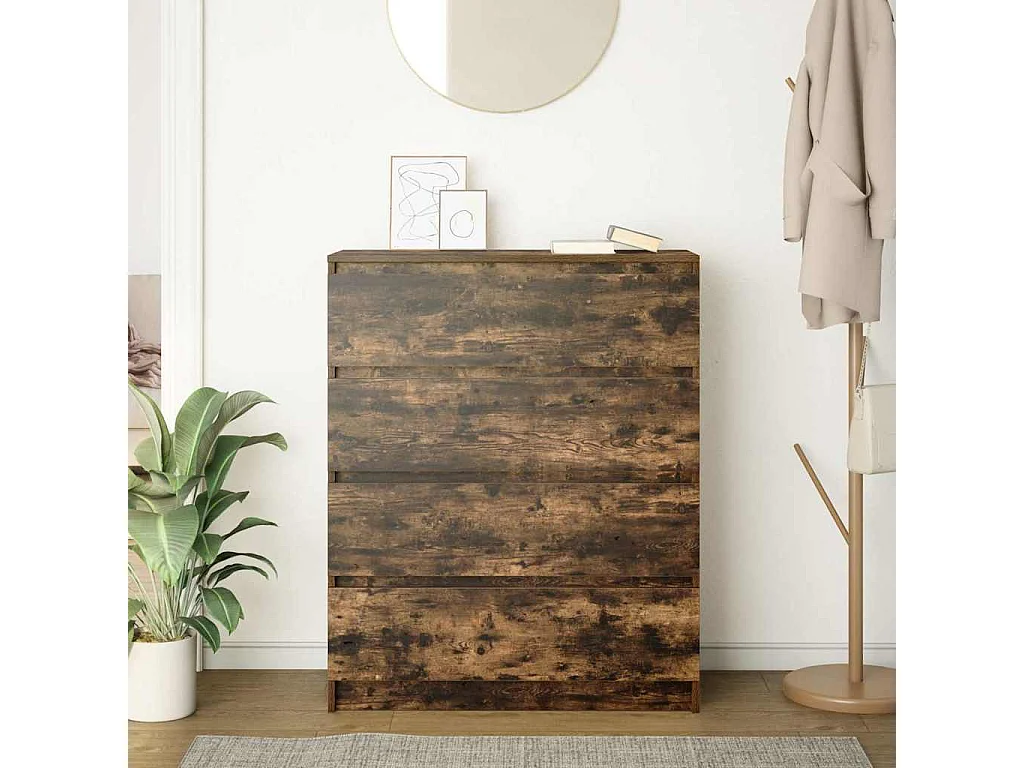 Buffet | Bahut | Meuble de rangement chêne fumé 80x35x99 cm bois d'ingénierie