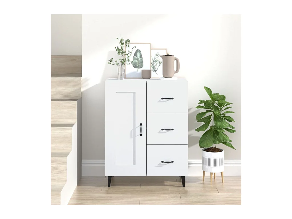 Credenza | Buffet | Armadio Bianca 69,5x34x90 cm in Legno Multistrato