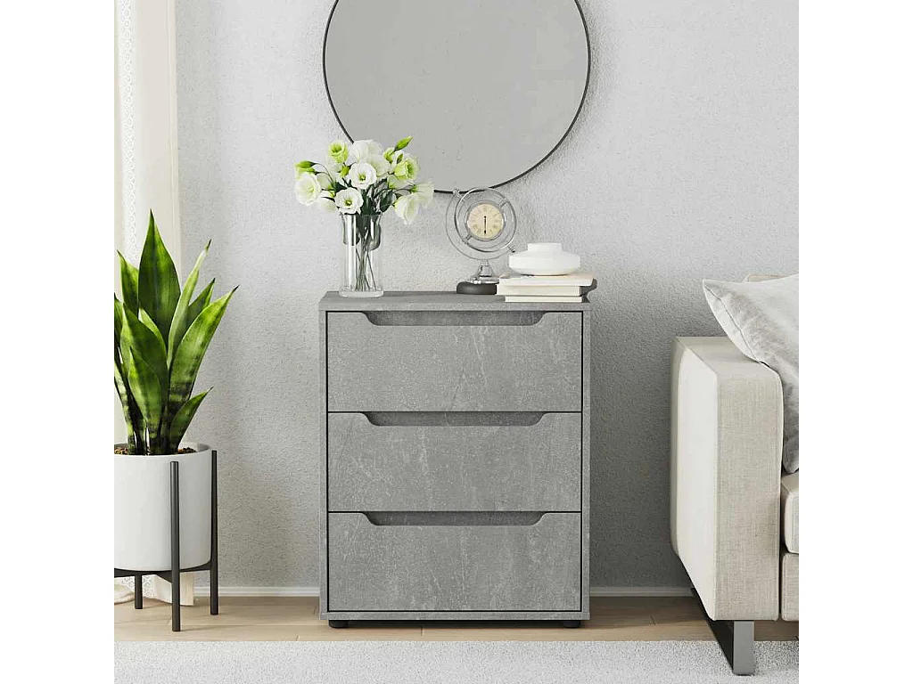 Buffet | Commode à tiroir | Meuble de rangement VISNES gris béton 60x40x73 cm bois d'ingénierie