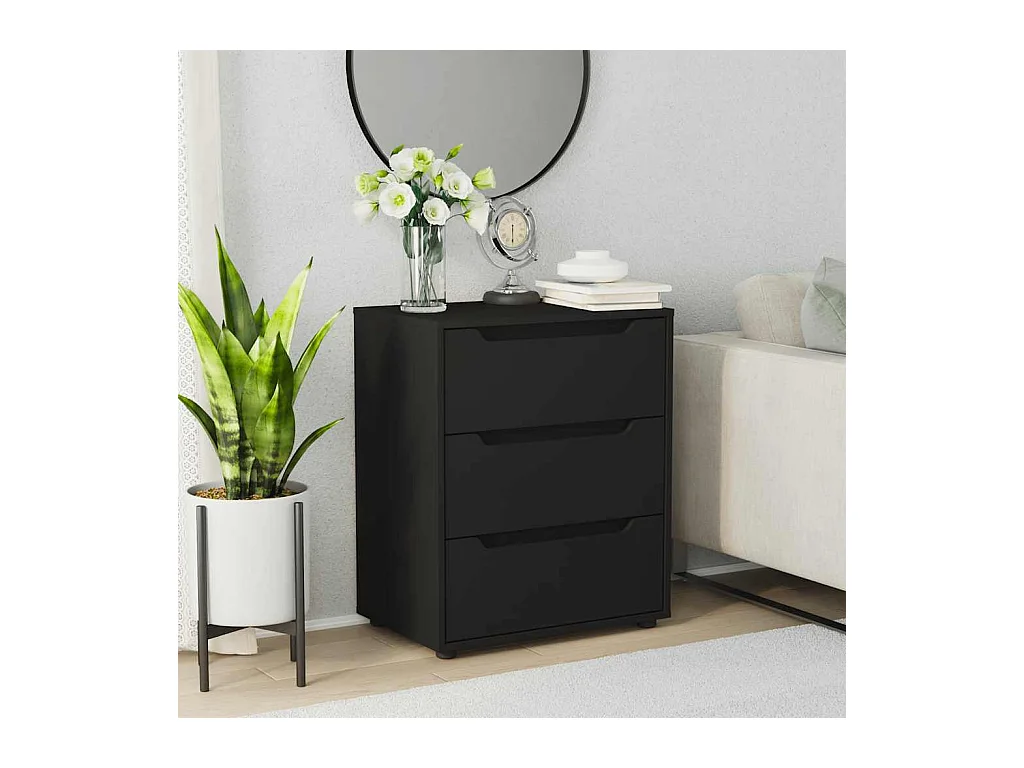 Buffet | Commode à tiroir | Meuble de rangement VISNES noir 60x40x73 cm bois d'ingénierie